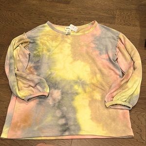 Tie dye pastel buttery soft top with cute detailing!